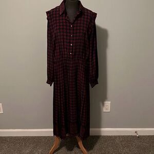 Schrader Women's Black Floral Allover Print Long Sleeve Shirt Dress Size 16